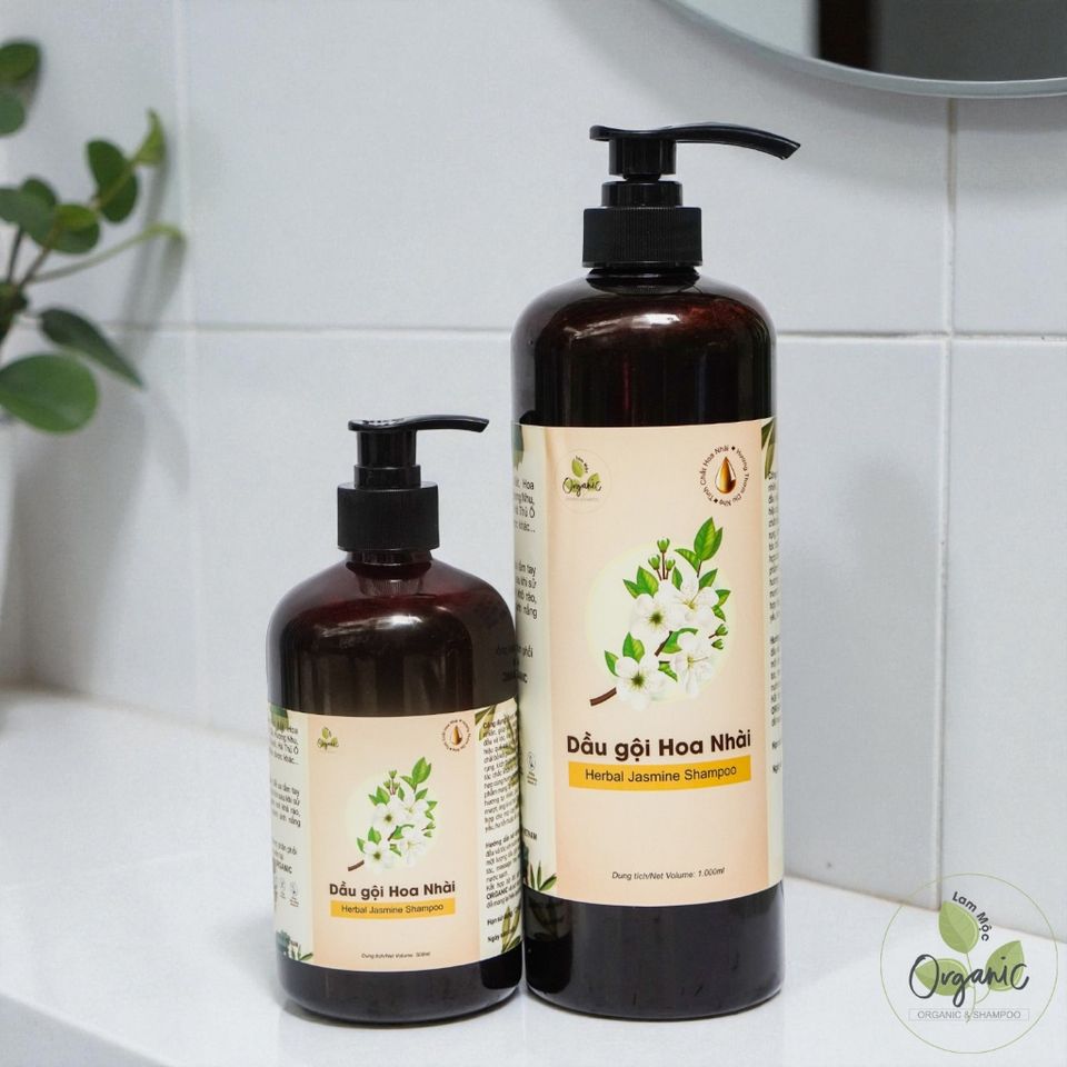 Combo Dầu Gội Thảo Dược Hoa Nhài & Dầu Xả Sữa Dừa Lam Mộc - Chăm Sóc Tóc Tự Nhiên Mềm Mượt, An Toàn Cho Da Đầu Nhạy Cảm