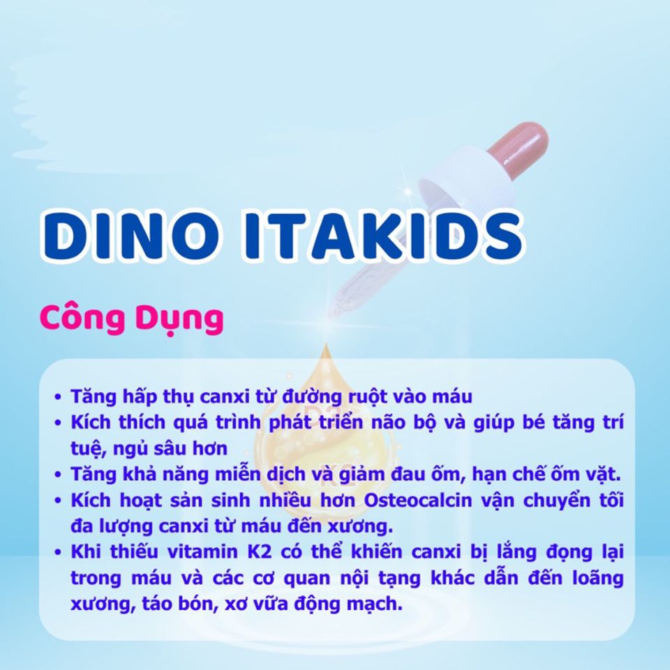 Dino Itakids D3 K2 Plus - Vitamin D3 và K2 MK7 Nhập Khẩu Từ Ý - Hỗ Trợ Phát Triển Xương Cho Trẻ Em