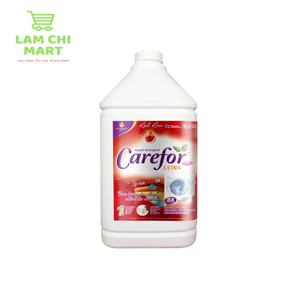 Nước giặt dưõng vải Carefor Hưong Hoa hồng đỏ Mùi thơm Quyến rũ 3,5 lít