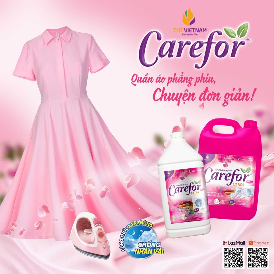 Nước Giặt Xả Carefor Hương Hoa Hồng 3,5 Lít - Đậm Đặc, Diệt Khuẩn 99,99% - Lưu Hương Mát Bền Lâu, An Toàn Cho Da Nhạy Cảm