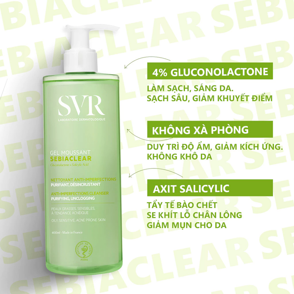 Sữa Rửa Mặt Gel SVR 400ml - Không Chứa Xà Phòng, Làm Sạch Dịu Nhẹ & Dưỡng Ẩm An Toàn Cho Da Nhạy Cảm, Trẻ Sơ Sinh