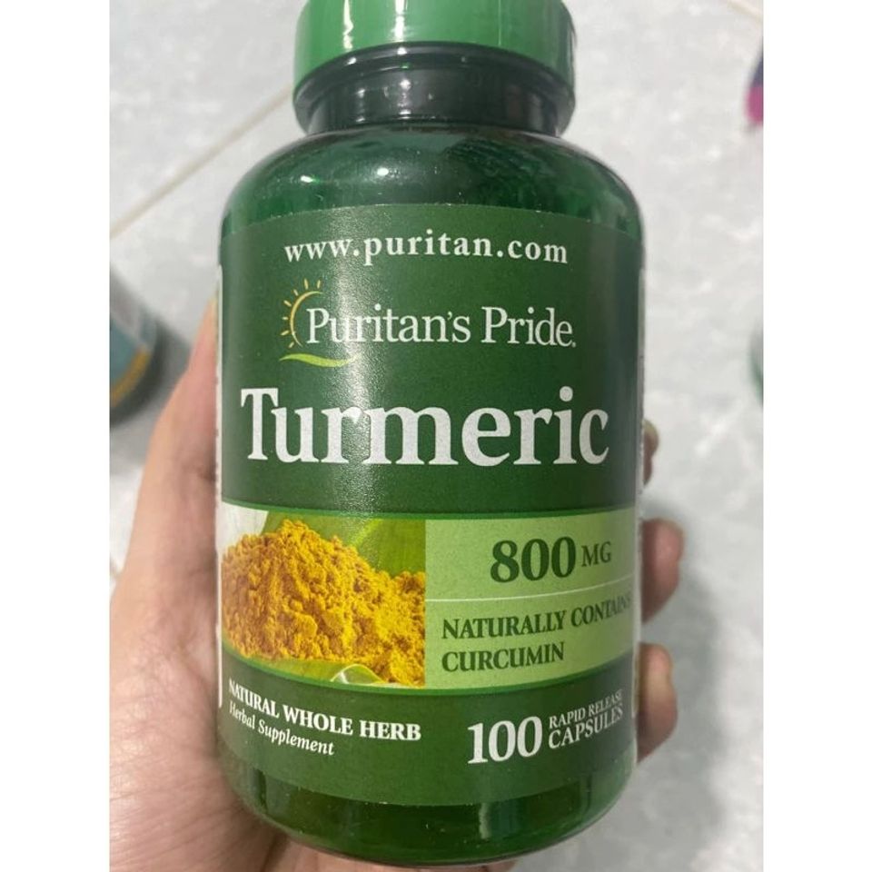 Viên Uống Tinh Bột Nghệ Puritan's Pride 500mg - Hỗ Trợ Tiêu Hóa, Làm Đẹp Da Và Ngăn Ngừa Lão Hóa, 180 Viên