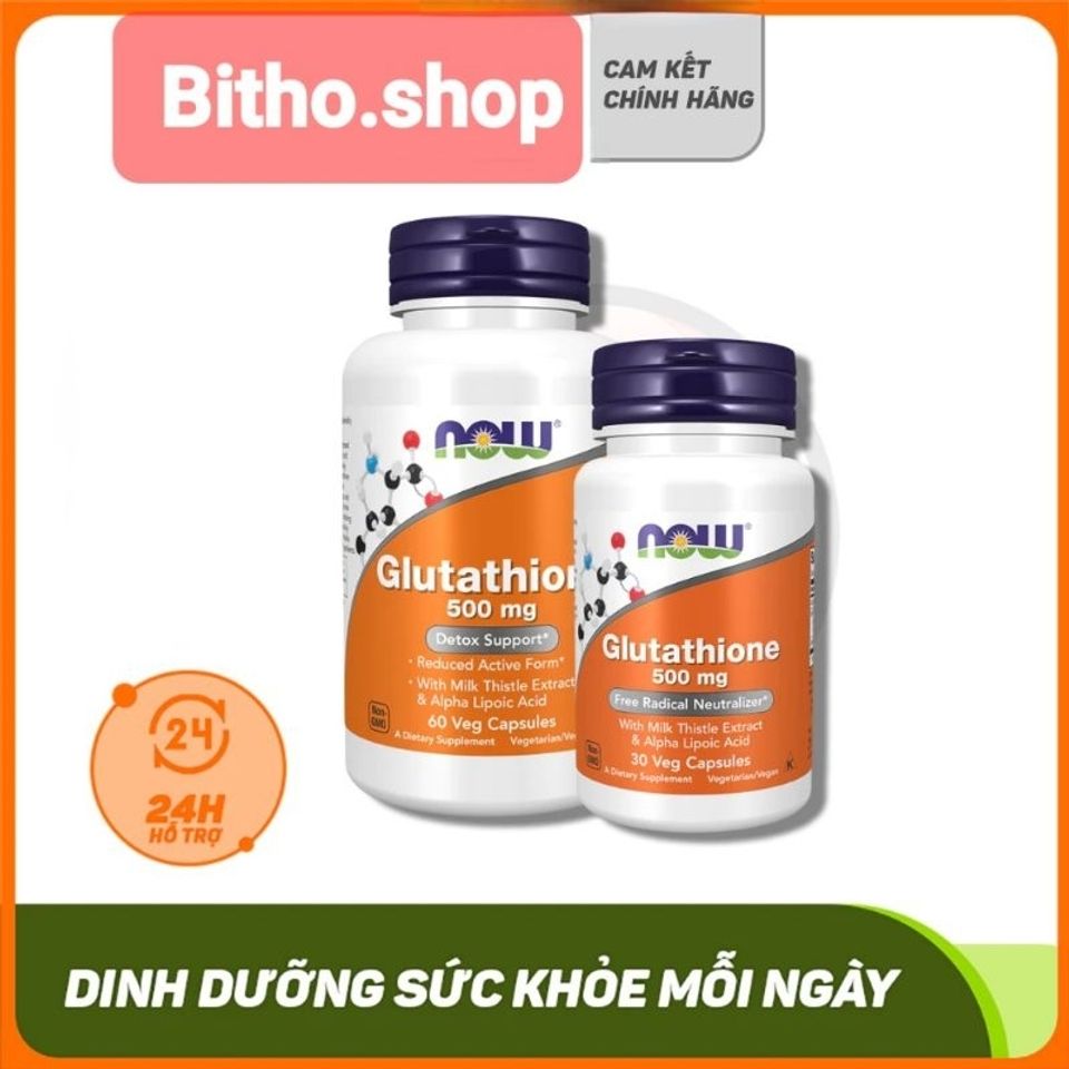 Viên Uống Trắng Da NOW Glutathione 500mg - Hỗ Trợ Miễn Dịch & Thanh Lọc Gan - An Toàn, Hiệu Quả Cho Sức Khỏe Toàn Diện