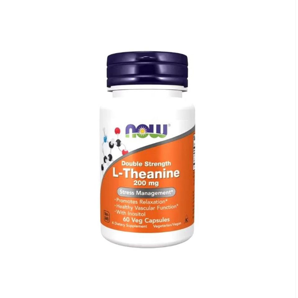 Viên uống giảm căng thẳng, bổ não và hỗ trợ giấc ngủ L-Theanine 200mg Now - Tăng cường trí nhớ, thư giãn hiệu quả