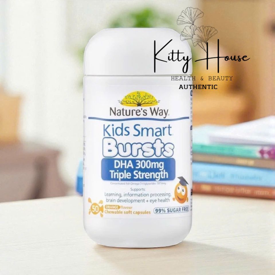 Viên uống Omega 3 Kids Smart DHA 300mg - Viên nhai vị cam hỗ trợ phát triển não bộ cho trẻ em - 50 viên