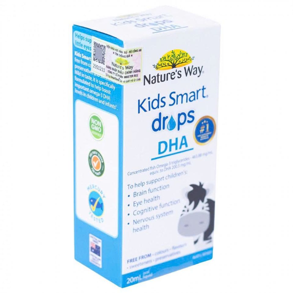 Nature's Way Kids Smart Drops DHA 20ml - Bổ sung DHA, EPA cho sự phát triển trí não và thị lực trẻ nhỏ