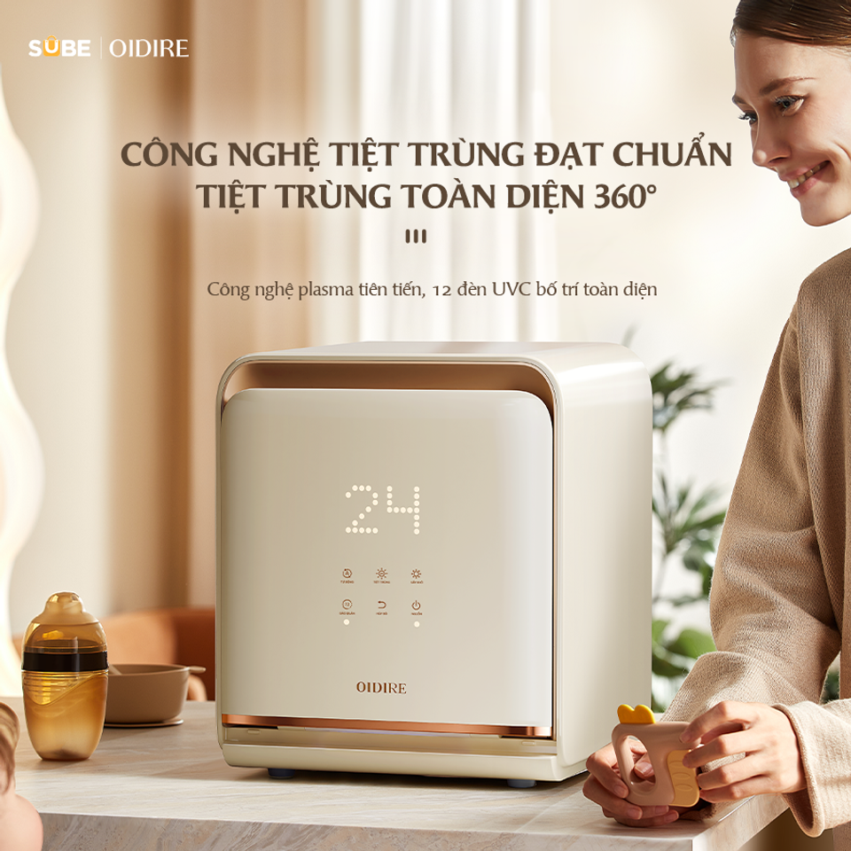 Máy Sấy Tiệt Trùng Oidire ODI03A - Công Nghệ Plasma UVC Diệt Khuẩn 99.99% Bảo Vệ Sức Khỏe Bé Yêu