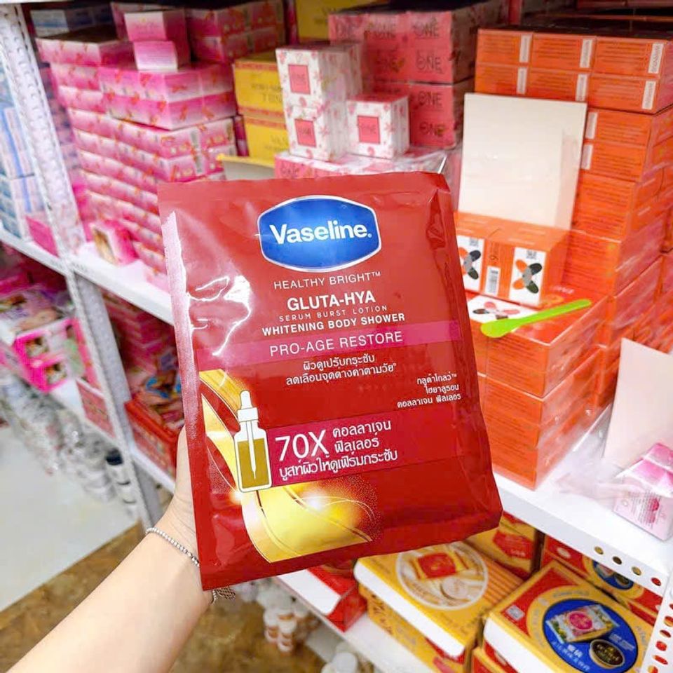 Bộ Tắm Trắng Vaseline Thái Lan - Set 3 Gói Dưỡng Trắng Da Toàn Thân, Làm Sạch Tế Bào Chết, Chăm Sóc Da Mềm Mại, Sáng Mịn