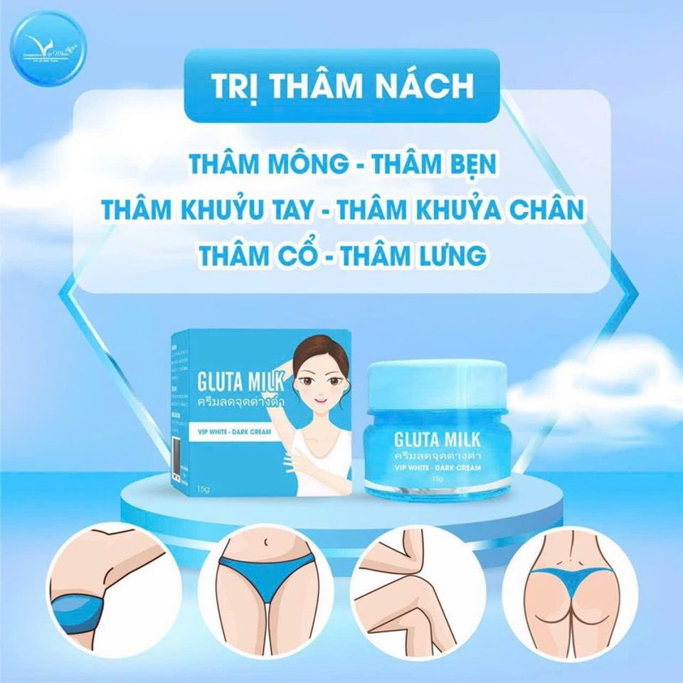 Kem Thâm Nách Gluta Milk - Mùi Hôi, Tặng Bột Tẩy Tế Bào Chết Cao Cấp - Cho Mẹ Bầu & Sau Sinh