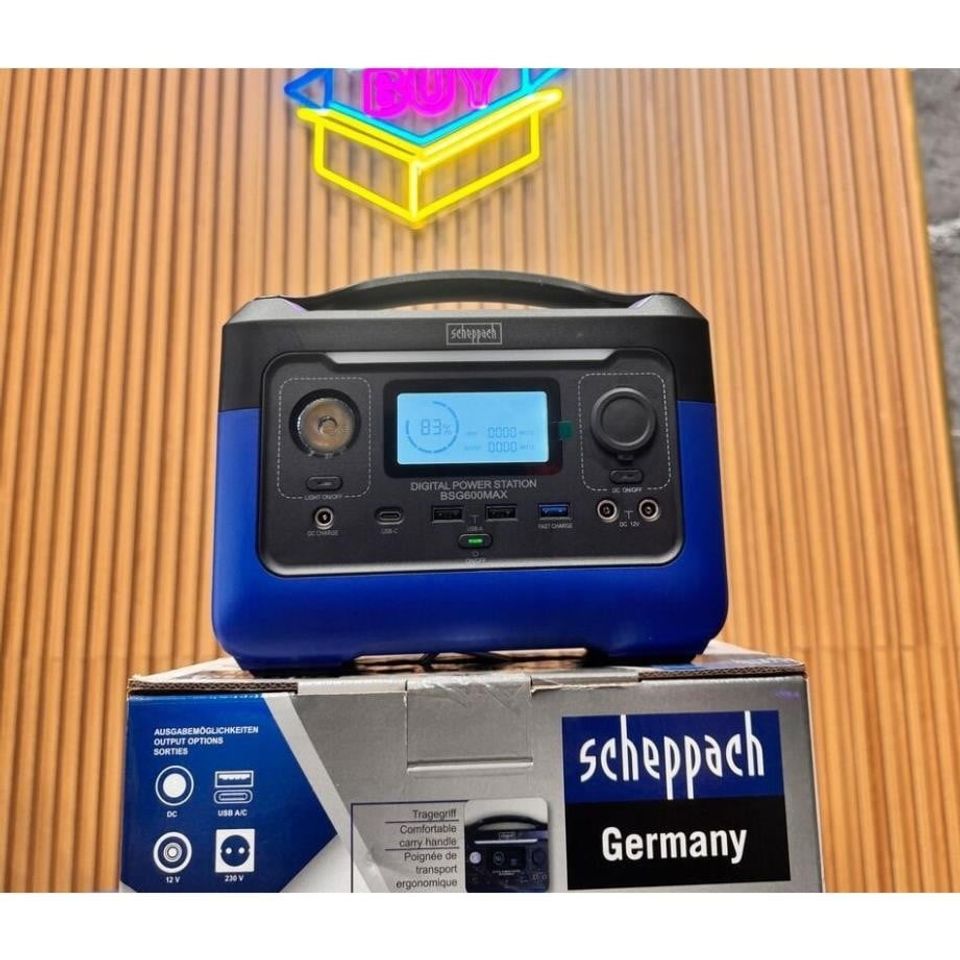Trạm Sạc Tích Điện Scheppach BSG600MAX - Công Suất 300W, Đỉnh 600W - Giải Pháp Năng Lượng Di Động An Toàn và Tiện Lợi cho Chuyến Đi Ngoài Trời