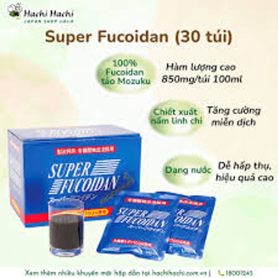 Super Fucoidan Xanh Hỗ Trợ U Bướu - Hộp 30 Gói Nước Từ Nhật Bản, Tăng Cường Sức Khỏe Tự Nhiên, Giảm Mệt Mỏi