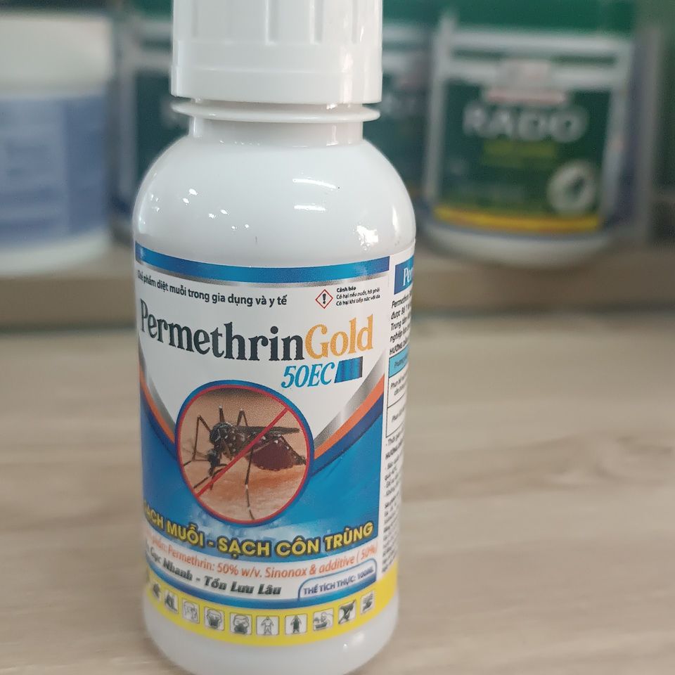 Thuốc diệt muỗi Permethrin Gold 50EC 100ml - Chất diệt côn trùng hiệu quả cho muỗi, ruồi, gián, kiến và nhiều loại khác