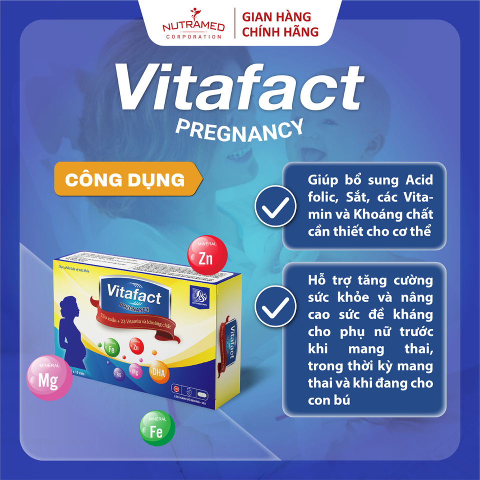 Viên Uống Bổ Sung Vitafact Pregnancy - Hỗ Trợ Dinh Dưỡng Cho Bà Bầu, Phụ Nữ Mang Thai Và Cho Con Bú - 30 Viên