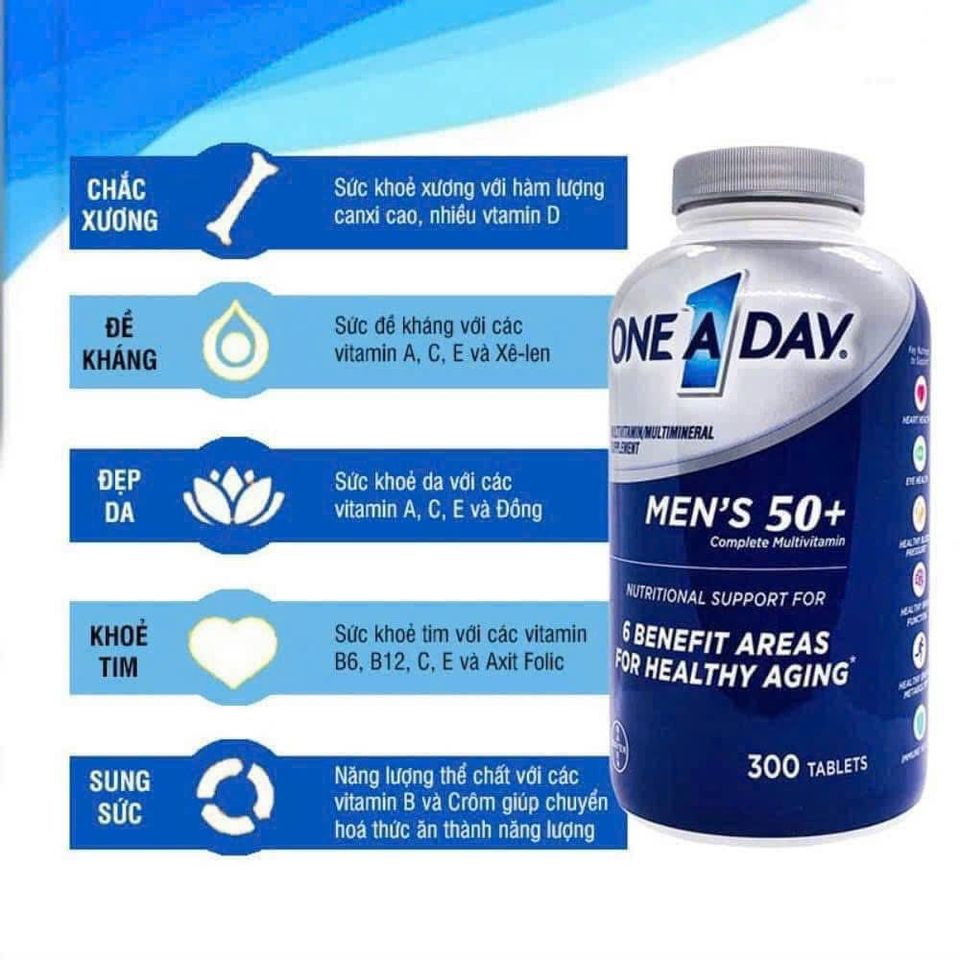 Vitamin tổng hợp nam One A Day 50+ 300 viên - Tăng cường sức khỏe và sinh lực cho nam giới trên 50 tuổi