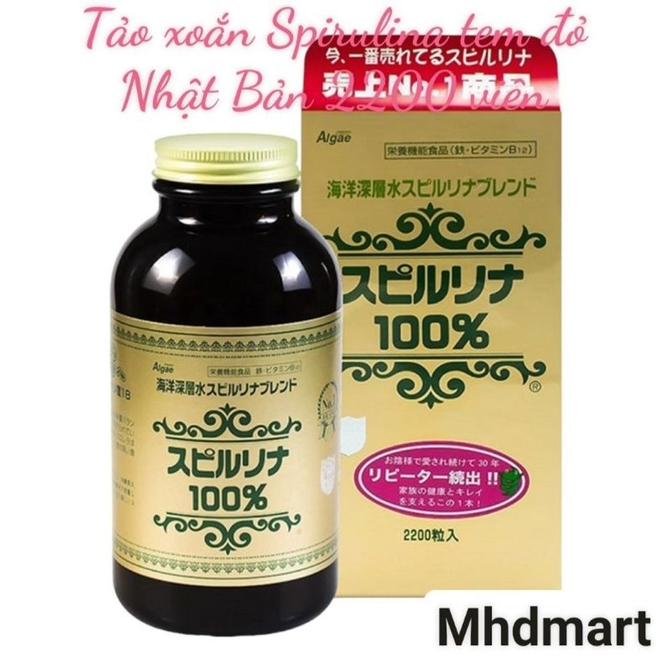 Tảo Xoắn Spirulina Nhật Bản Hộp 2200 Viên - Bổ Sung Vitamin, Tăng Cường Sức Đề Kháng, Hỗ Trợ Làm Đẹp Da, Giảm Cân