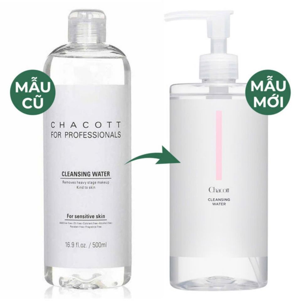 Nước Tẩy Trang Chacott 500ml - Dành Cho Da Nhạy Cảm, Làm Sạch Dịu Nhẹ, Không Gây Kích Ứng, Chứa Chiết Xuất Thực Vật, An Toàn Cho Da Mụn
