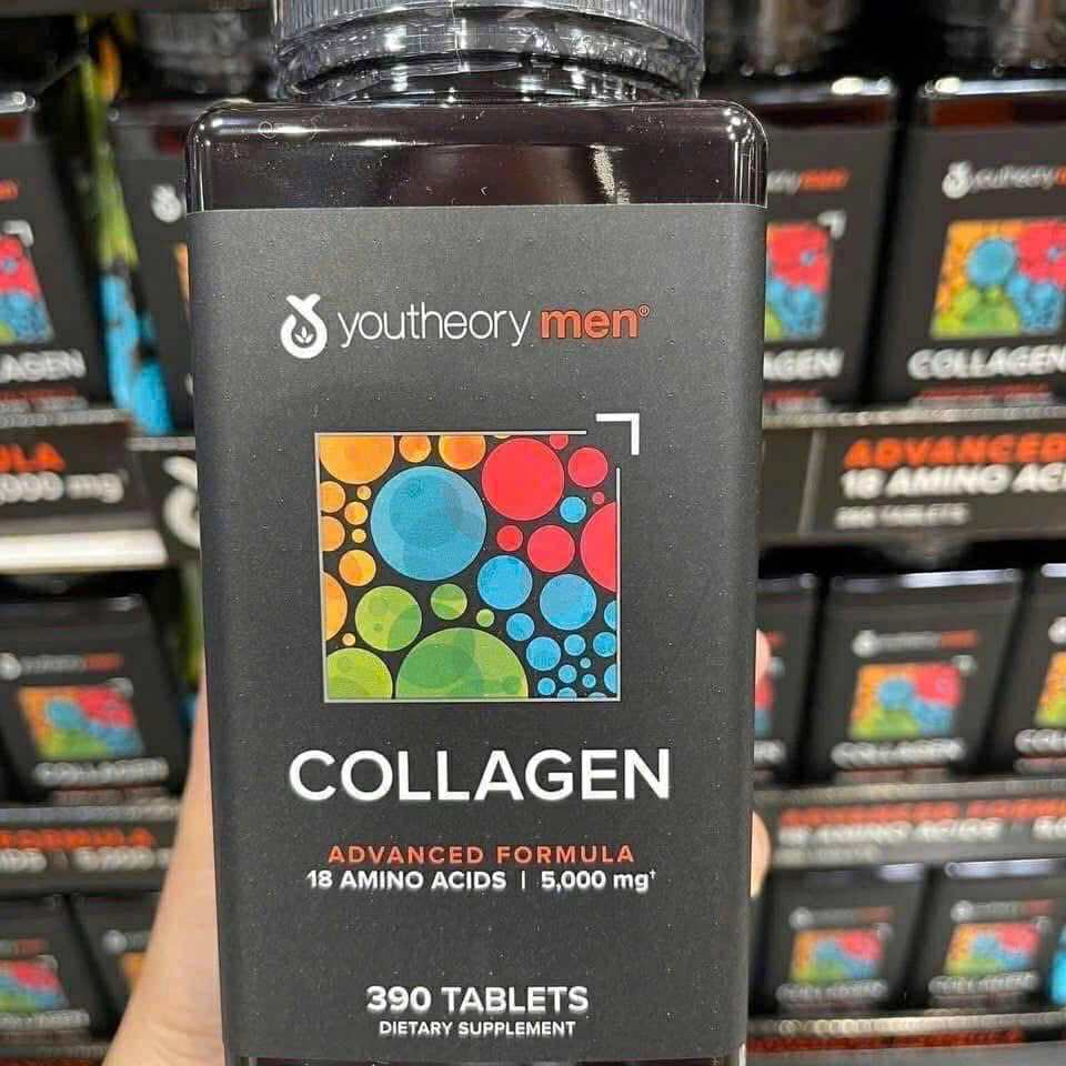 Viên Collagen Youtheory Men’s 390 viên - Hỗ trợ trẻ hóa da và tóc, tăng cường sức khỏe xương khớp cho nam giới từ 18 tuổi trở lên
