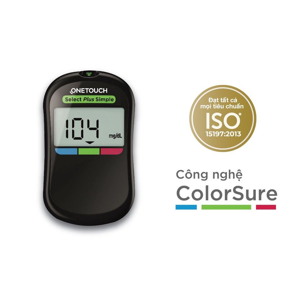 Máy Đo Đường Huyết OneTouch Select Plus Simple - Thiết Kế Dễ Dàng Sử Dụng, Công Nghệ ColorSure - Giám Sát Đường Huyết Tại Nhà