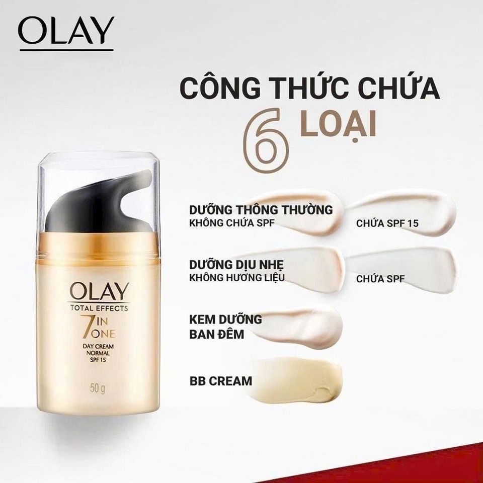 Kem Dưỡng Olay Total Effects 7 in 1 Chống Lão Hóa Cao Cấp, 50ml - Dưỡng Ẩm, Chống Nắng SPF 15, làm Mờ Vết Nhăn, Phục Hồi Da Trẻ Trung