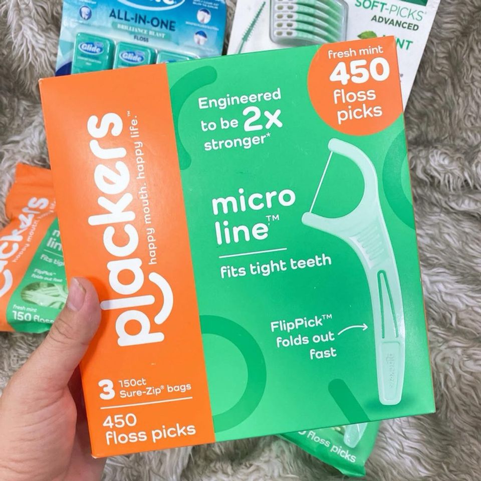 Tăm Chỉ Nha Khoa Plackers Micro Mint 150 Cái - Giải Pháp Sạch Miệng Tuyệt Vời từ Mỹ, Thoáng Hơi Thở Bạc Hà