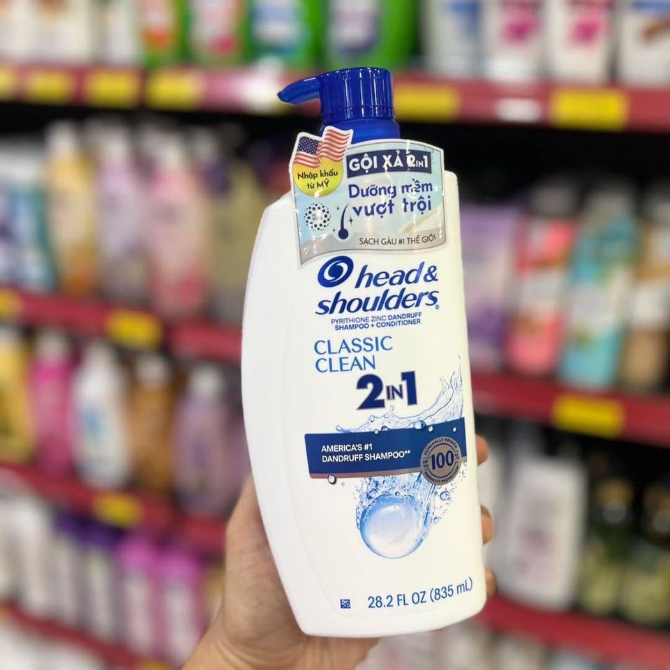 Dầu gội xả Head & Shoulders Classic Clean 2in1 835ml - Giảm gàu hiệu quả, mát da đầu, dễ sử dụng cho mọi loại tóc