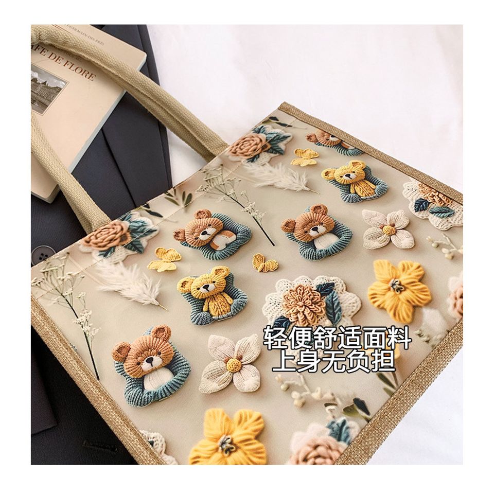 Túi Tote Họa Tiết Hoạt Hình 3D Dễ Thương - Tiện Lợi Để Đi Làm, Đi Học, Xách Tay Hoặc Đeo Vai - Phong Cách Trẻ Trung, Ngẫu Hứng