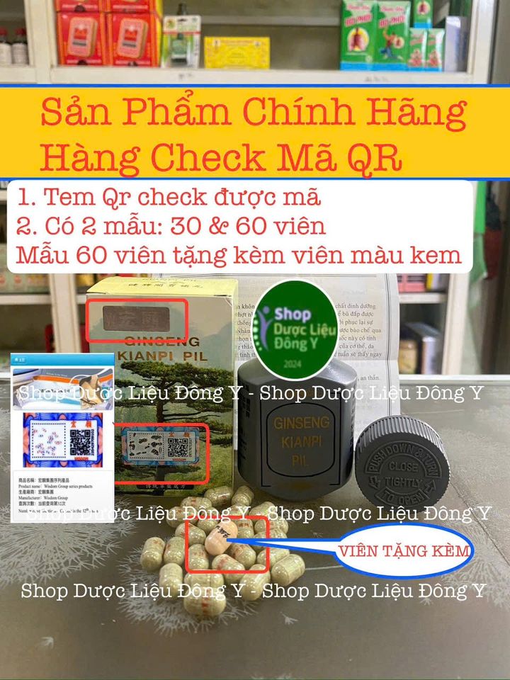 Nhân Sâm Kiên Tỳ Hộp 60 Viên - Tăng Cường Sức Khỏe, Hỗ Trợ Tiêu Hóa, Chính Hãng Có Tem QR