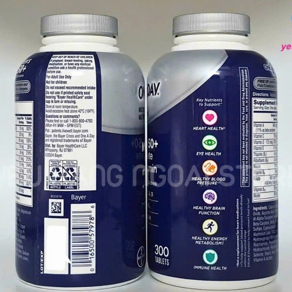 Vitamin tổng hợp và Khoáng chất cho Nam trên 50 tuổi One A Day Men's Multivitamin 300 viên Mẫu mới, chính hãng Mỹ