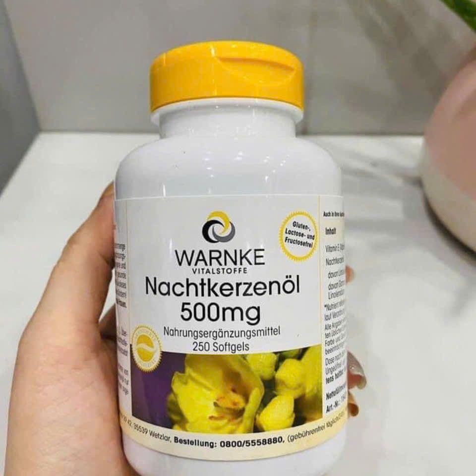 Tinh Dầu Hoa Anh Thảo Warnke Nachtkerzenol 500mg - Cân Bằng Nội Tiết Tố, Làm Đẹp Da, Ngừa Lão Hóa, Viên Uống Cho Trẻ Em và Người Lớn