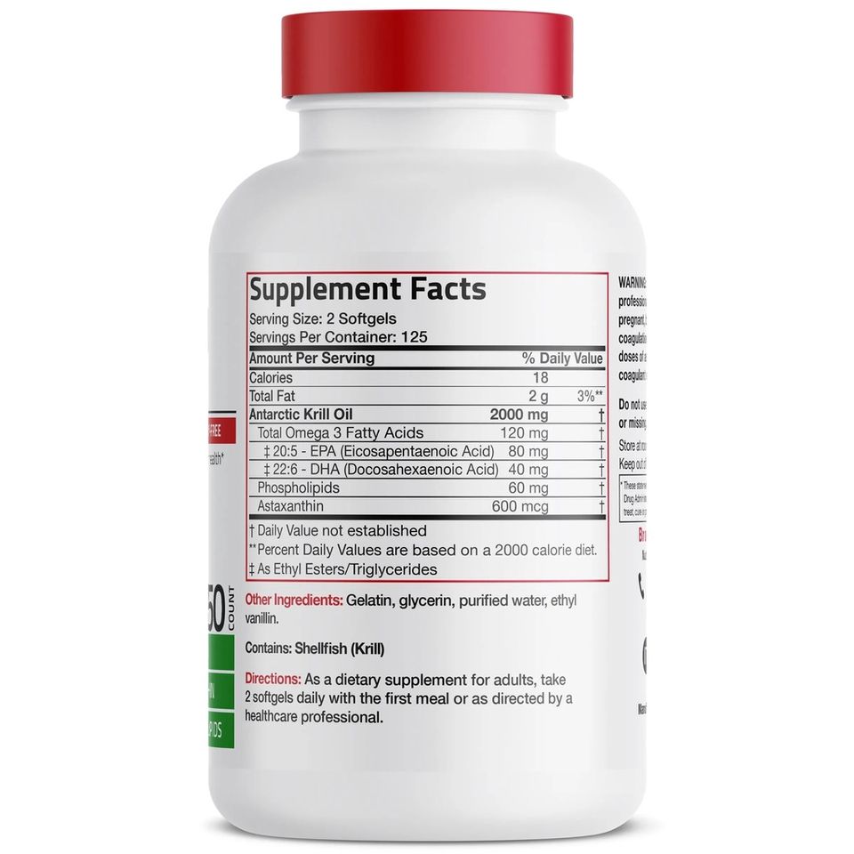 Dầu Tôm Krill Oil Omega 3 EPA DHA 2000mg - 250 Viên Bổ Mắt, Tim Mạch, Hỗ Trợ Sức Khỏe Toàn Diện Mỹ
