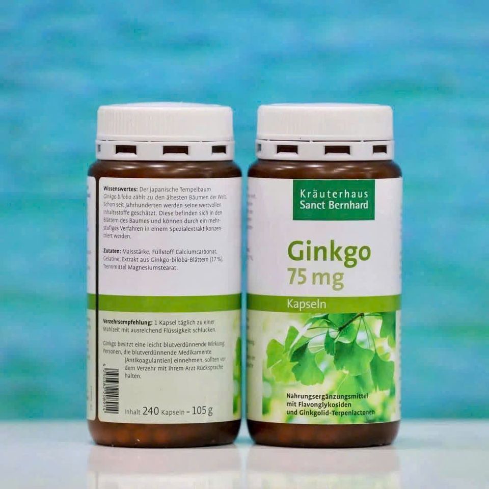 Viên Uống Bổ Não Ginkgo 75mg Sanct Bernhard 240 Viên – Hỗ Trợ Tuần Hoàn Não, Giảm Đau Đầu, Tăng Cường Trí Nhớ cho Người Cao Tuổi