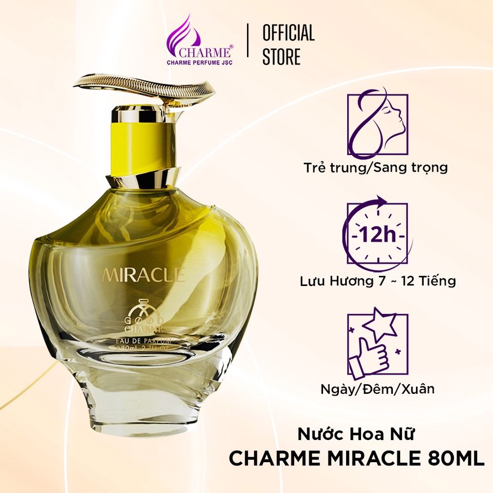 Nước Hoa Nữ Charme Miracle 80ml - Hương Pháp Thanh Lịch, Gợi Cảm Dành Cho Phụ Nữ - Thích Hợp Mọi Dịp