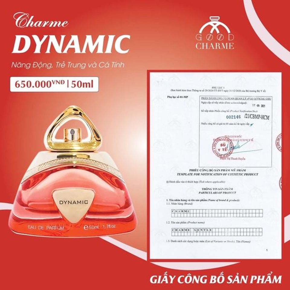 Nước Hoa Nữ Charme Dynamic 50ml - Hương Hoa Tươi Mát, Quyến Rũ, Lưu Hương Lâu, Phong Cách Năng Động, Trẻ Trung