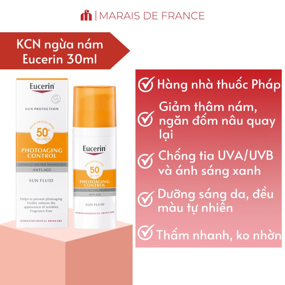 Kem Chống Nắng Eucerin Sun Pigment Control SPF50+ 50ml - Ngăn Ngừa Sạm Nám, Giảm Đốm Nâu, Bảo Vệ Da Toàn Diện