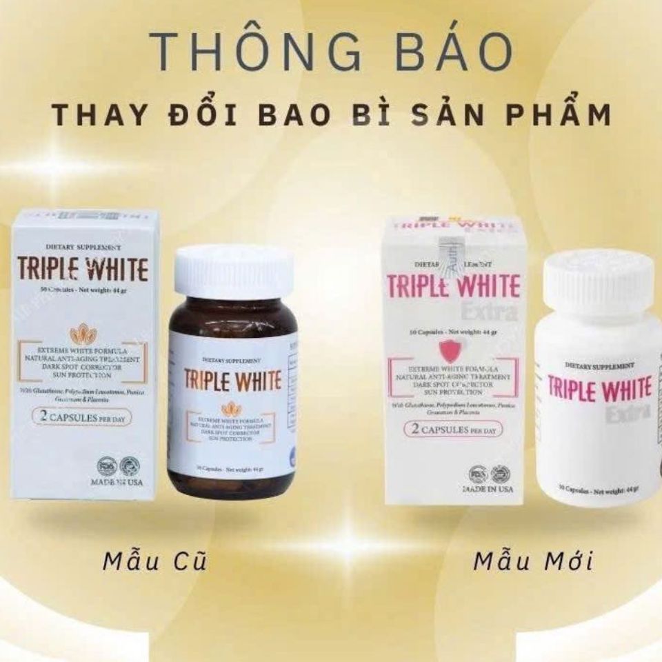 Viên Uống Trắng Da, Chống Nắng Giảm Thâm Nám Triple White Trắng Hộp 50 Viên [ Hàng chính Hãng ]