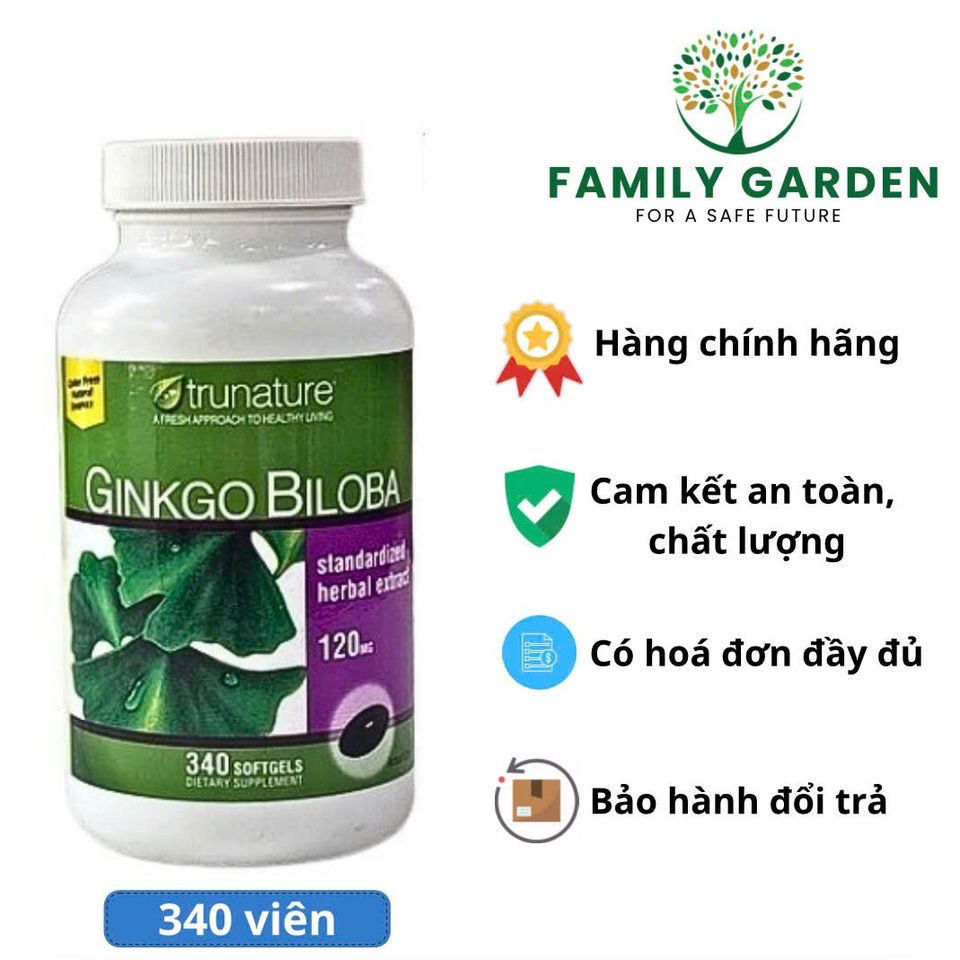Viên uống Ginkgo Biloba 120mg Mỹ - Hỗ trợ trí nhớ, trị rối loạn tiền đình, tăng cường tuần hoàn máu não (340 viên)