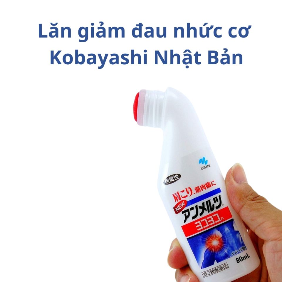 Lăn Giảm Đau Nhức Cơ Kobayashi 80ml - Dầu Xoa Bóp Nhật Bản, Giảm Đau Cơ Bắp, Thích Hợp Cho Văn Phòng và Người Luyện Tập Thể Thao