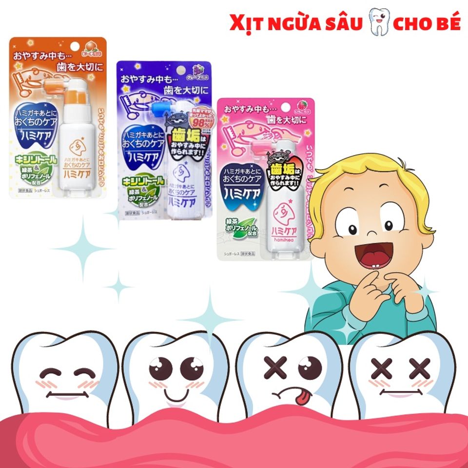 Chai Xịt Chống Sâu Răng Hamikea 25gr Nhật Bản - Chăm Sóc Răng Miệng Cho Bé 18 Tháng, Hương Vị Dễ Chịu