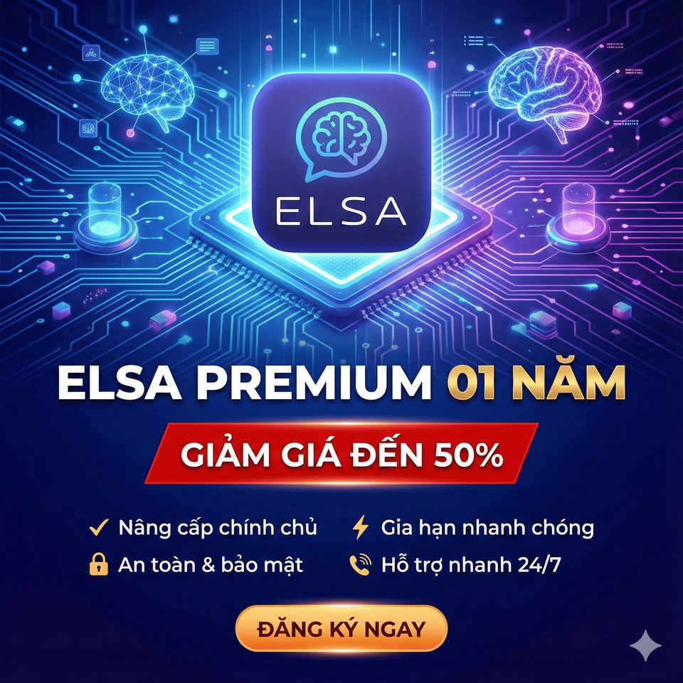 Gói Nâng Cấp Elsa Premium 12 Tháng - Học Phát Âm Tiếng Anh Chuẩn Bản Xứ Cùng AI - Truy Cập Toàn Bộ Nội Dung ELSA Speak