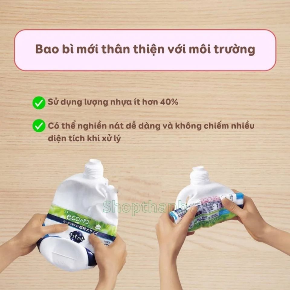 Nước Rửa Chén KAO Nhật Bản 1250ml - Đậm Đặc, Sạch Dầu Mỡ, Dịu Tay, Hương Thiên Nhiên Tươi Mát
