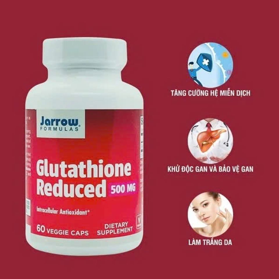 Viên Uống Hỗ Trợ Trắng Da Jarrow Glutathione 1000Mg - Thực Phẩm Chức Năng Làm Sáng Da Tự Nhiên, làm dịu da Hiệu Quả (60 Viên) chính hãng
