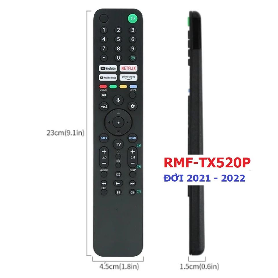 Điều Khiển Tivi Sony Giọng Nói RMF-TX520P - Remote Hàng Mới 2021-2022, Phím Bấm Nhạy, Kèm Pin, Made in Malaysia