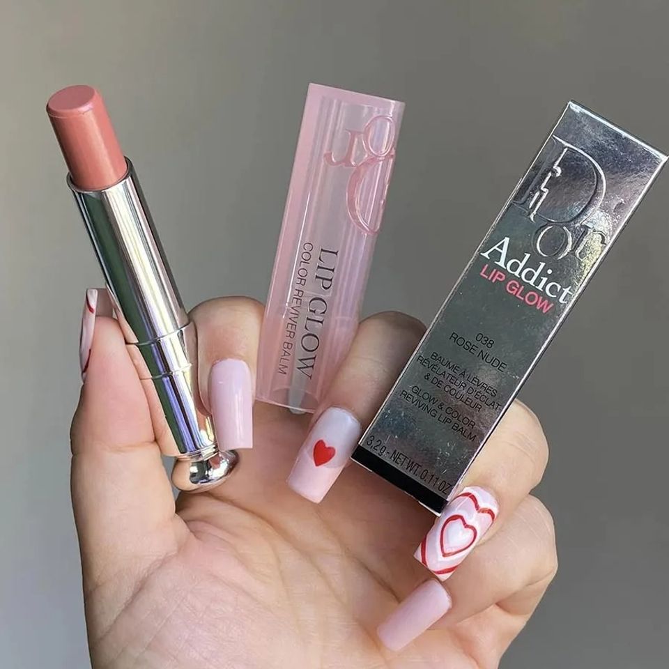 Son Dưỡng Môi Dior Addict Lip Glow 038 Rose Nude - Son Dưỡng Hồng Nude Chính Hãng, Chăm Sóc Môi Từ Thương Hiệu Dior