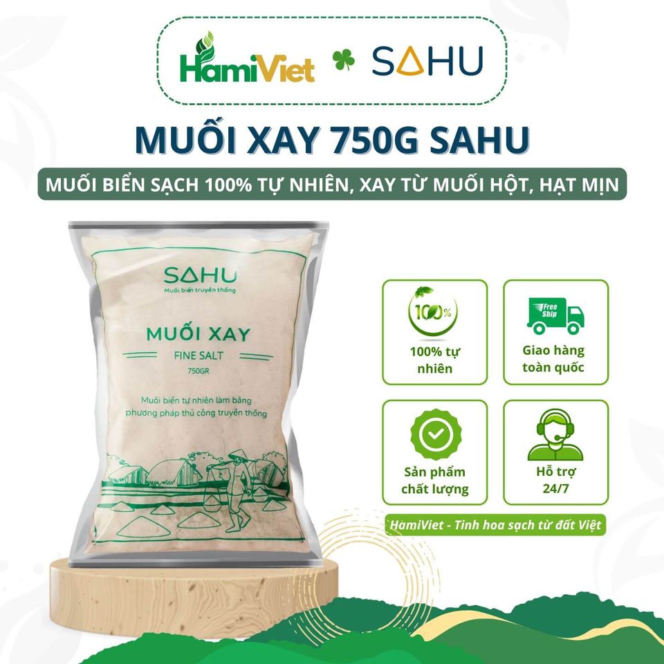 Muối Xay Sahu 750g - Muối Biển Tự Nhiên 100% Không Hóa Chất - Nguyên Liệu Nấu Ăn Cao Cấp Việt Nam