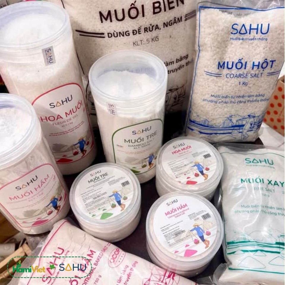 Muối Hầm Sahu 1kg - 100% Muối Biển Sạch Tự Nhiên, Nguyên Liệu Nấu Ăn Truyền Thống, Hương Vị Dịu Ngọt, Tốt Cho Sức Khỏe