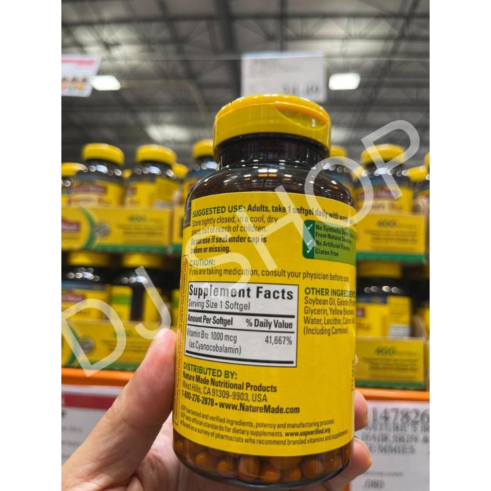 Hộp Đựng Viên Bổ Sung Vitamin B12 Nature Made 1000mcg - 400 Viên Hỗ Trợ Năng Lượng Và Sức Khỏe Hệ Thần Kinh Từ Mỹ