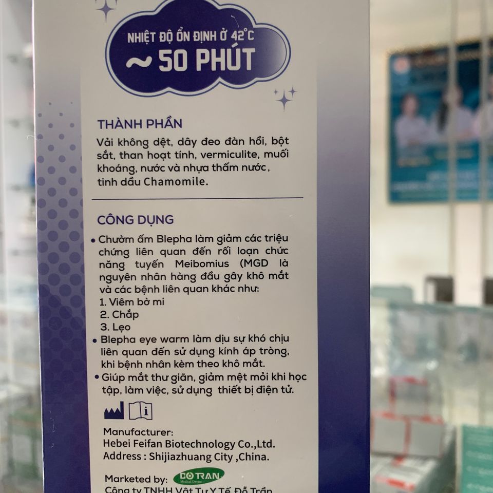 Băng Chườm Ấm Mắt Blepha Eye Warm - Giảm Mỏi, Khô Mắt, Thư Giãn, Hỗ Trợ Chức Năng Tuyến Meibomius - Hộp 10 Miếng