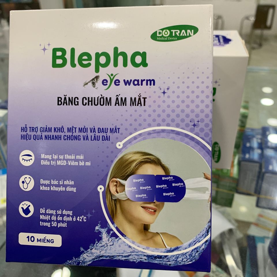 Băng Chườm Ấm Mắt Blepha Eye Warm - Giảm Mỏi, Khô Mắt, Thư Giãn, Hỗ Trợ Chức Năng Tuyến Meibomius - Hộp 10 Miếng