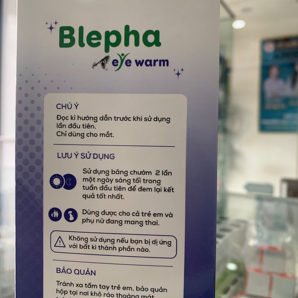 Băng Chườm Ấm Mắt Blepha Eye Warm - Giảm Mỏi, Khô Mắt, Thư Giãn, Hỗ Trợ Chức Năng Tuyến Meibomius - Hộp 10 Miếng