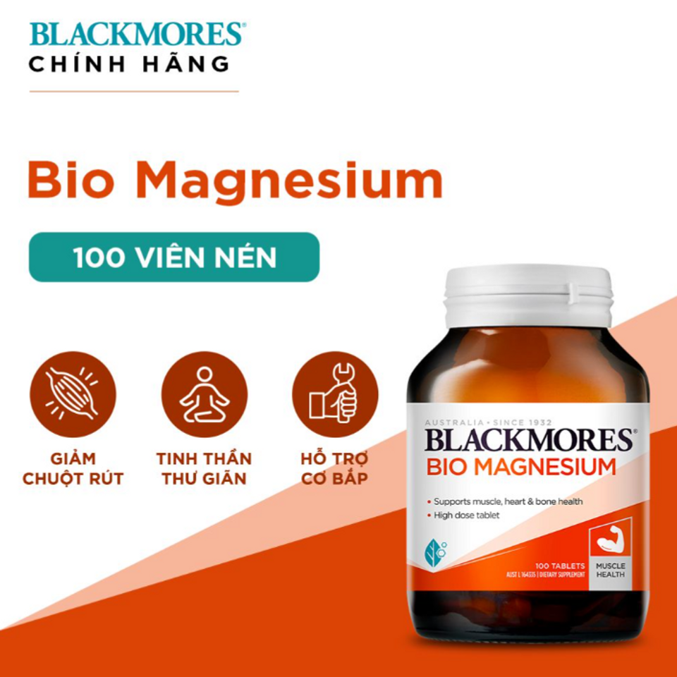 Viên Uống Blackmores Bio Magnesium 100 Viên - Hỗ Trợ Cơ Bắp, Giảm Căng Cứng, Bổ Sung Magie Từ Úc